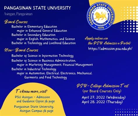 psu asingan admission|Program Offerings .